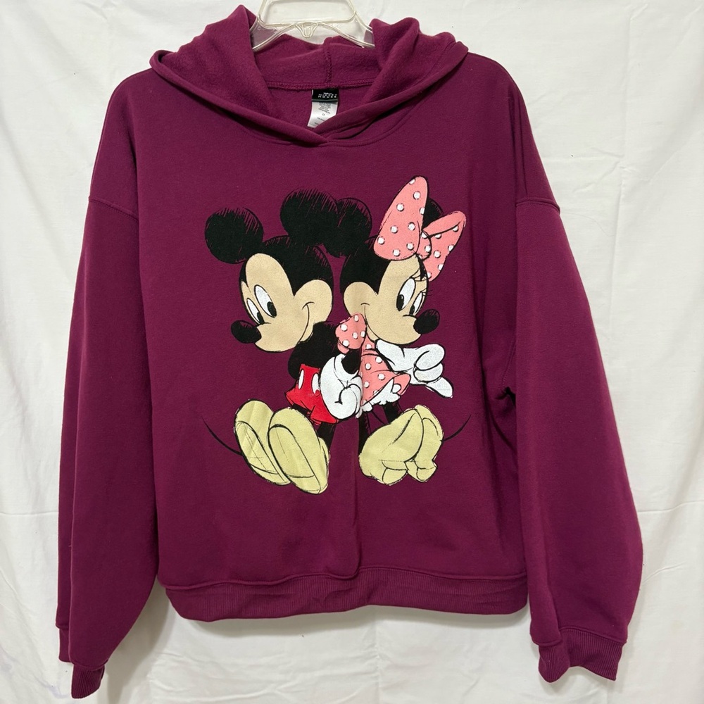 Disney purple hoodie featuring a graphic of Mickey and Minnie Mouse. - Picture 2 of 5